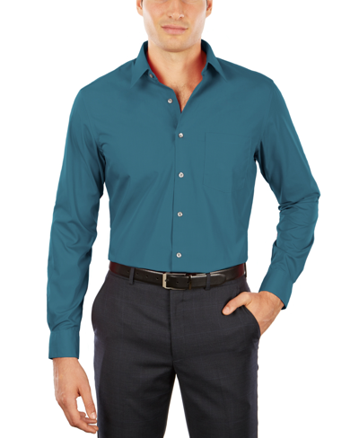 Shop Van Heusen Men's Athletic Fit Poplin Dress Shirt In Blue