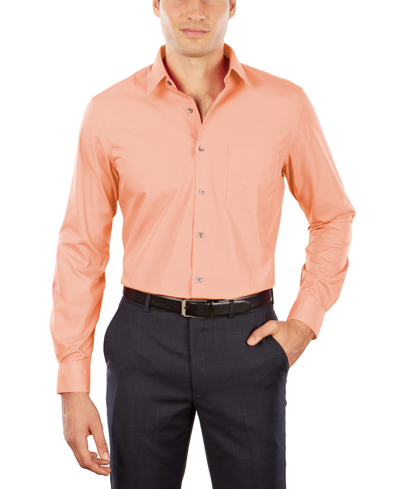 Shop Van Heusen Men's Athletic Fit Poplin Dress Shirt In Orange
