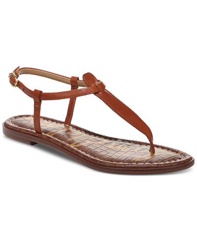 Shop Sam Edelman Women's Gigi T-strap Flat Sandals Women's Shoes In Brown