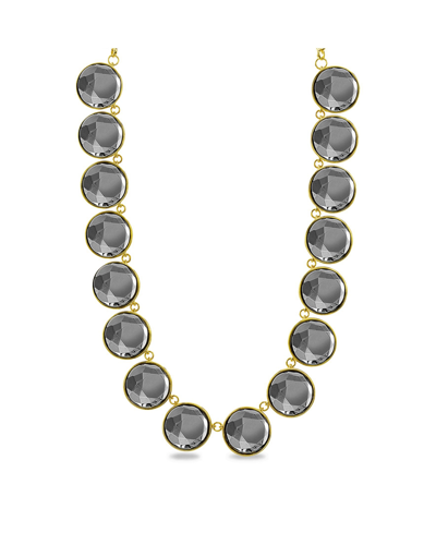 Shop Kensie Charcoal Circle Stone Necklace In Gray