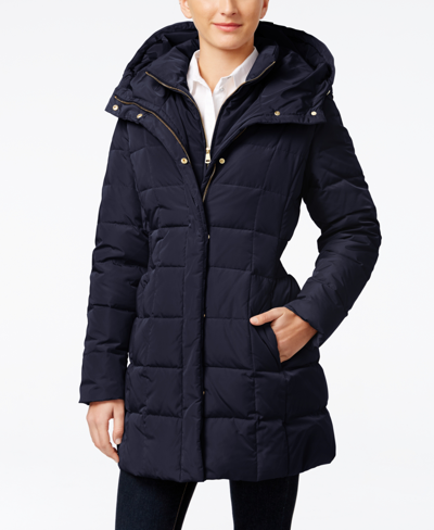 Shop Cole Haan Women's Hooded Down Puffer Coat In Blue