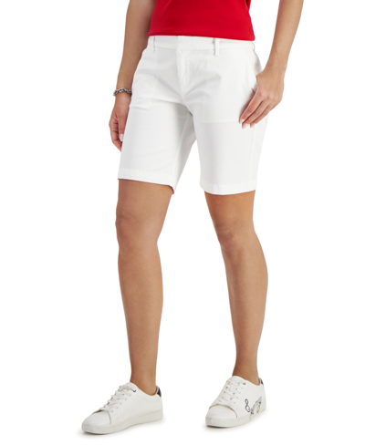 Shop Tommy Hilfiger Women's Th Flex 9 Inch Hollywood Bermuda Shorts In White
