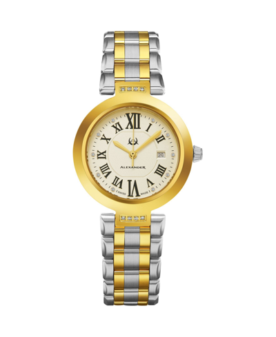 Shop Stuhrling Alexander Watch Ad203b-02, Ladies Quartz Date Watch With Yellow Gold Tone Stainless Steel Case On Ye