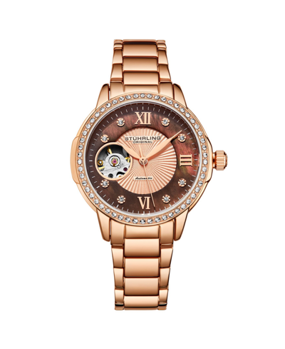 Shop Stuhrling Women's Rose Gold Stainless Steel Bracelet Watch 36mm In Pink