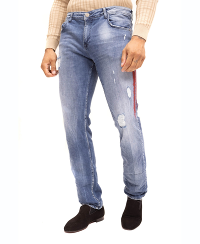 Shop Ron Tomson Men's Modern Stripe Denim Jeans In Blue