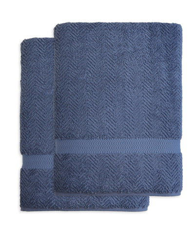 Shop Linum Home Herringbone 2-pc. Bath Sheet Set Bedding In Blue