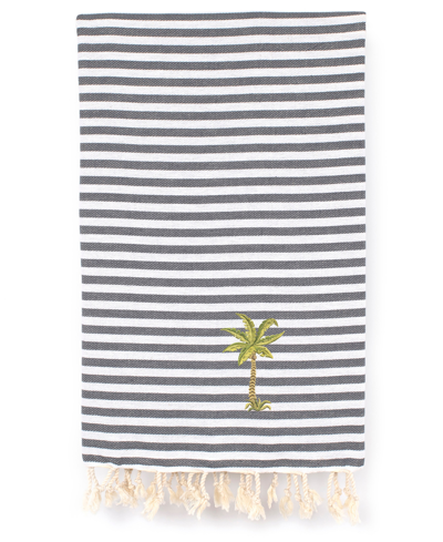 Shop Linum Home Fun In The Sun Breezy Palm Tree Pestemal Beach Towel Bedding In Gray