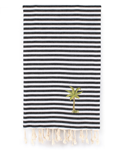 Shop Linum Home Fun In The Sun Breezy Palm Tree Pestemal Beach Towel Bedding In Black