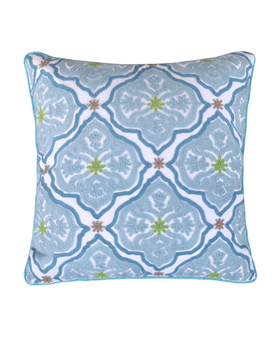Shop Levtex Cressida Crewel Stitched Medallion Decorative Pillow, 18" X 18" In Blue