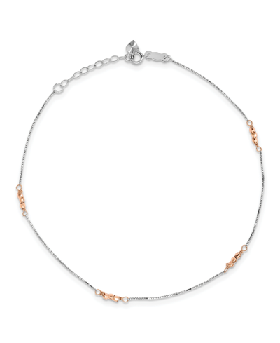 Shop Macy's Beaded Anklet In 14k White And Rose Gold In Multi