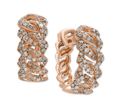 Shop Effy Collection Effy Diamond Interlocking Link Hoop Earrings (1-1/6 Ct. T.w.) In 14k Rose Gold