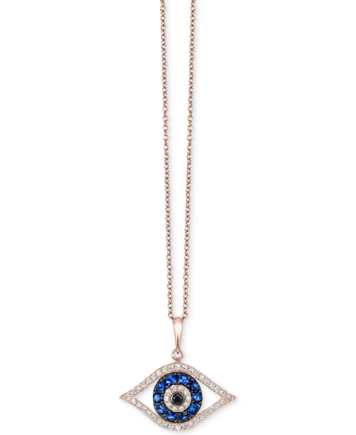 Shop Effy Collection Bella Bleu By Effy Diamond Evil-eye Pendant Necklace (1/3 Ct. T.w.) In 14k Rose Gold In Pink