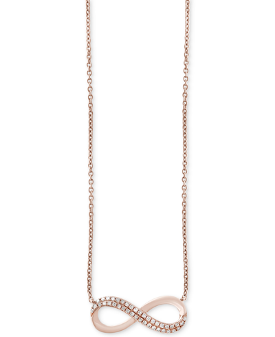 Shop Effy Collection Effy Diamond Infinity Pendant Necklace (1/8 Ct. T.w.) In 14k Rose Gold