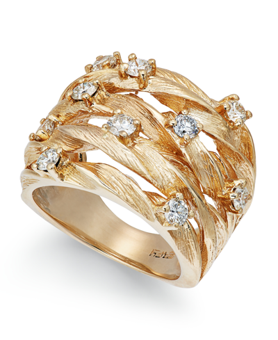 Shop Effy Collection D'oro By Effy Diamond Woven Ring (1 Ct. T.w.) In 14k White, Yellow, Or Rose Gold