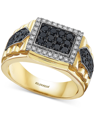 Shop Effy Collection Effy Men's Diamond Cluster Ring (1 Ct. T.w.) In 14k Gold & White Gold