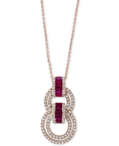 Shop Effy Collection Effy Ruby (5/8 Ct. T.w.) & Diamond (1/2 Ct. T.w.) 18" Pendant Necklace In 14k Rose Gold In Red