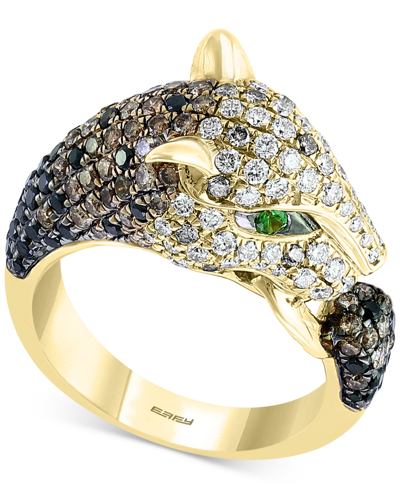 Shop Effy Collection Effy Diamond (2-1/8 Ct. T.w.) & Tsavorite (1/8 Ct. T.w.) Ombre Panther Ring In 14k Gold