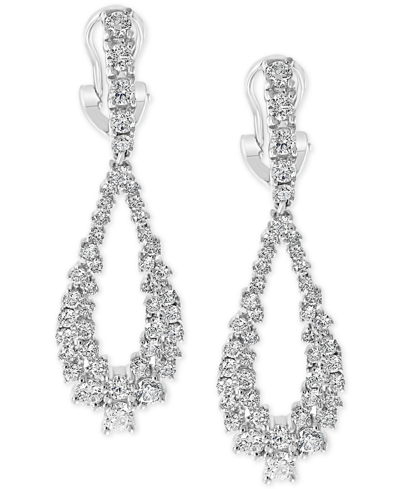Shop Effy Collection Effy Diamond Cluster Teardrop Drop Earrings (2-1/6 Ct. T.w.) In 14k White Gold