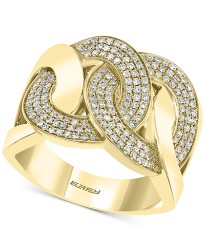 Shop Effy Collection Effy Diamond Interlocking Chain Link Statement Ring (1/2 Ct. T.w.) In 14k Gold
