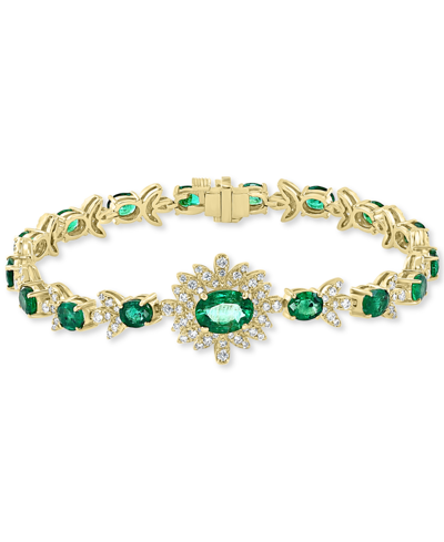 Shop Effy Collection Effy Emerald (6-3/8 Ct. T.w.) & Diamond (1-1/5 Ct. T.w.) Link Bracelet In 14k Gold In Green