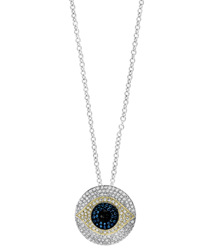 Shop Effy Collection Effy Multicolor Diamond Evil Eye 18" Pendant Necklace (7/8 Ct. T.w.) In 14k White & Yellow Gold