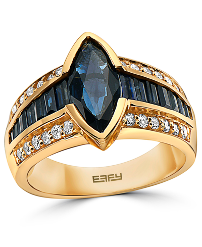 Shop Effy Collection Effy Sapphire (2-5/8 Ct. T.w.) & Diamond (1/3 Ct. T.w.) Ring In 14k Gold In Blue