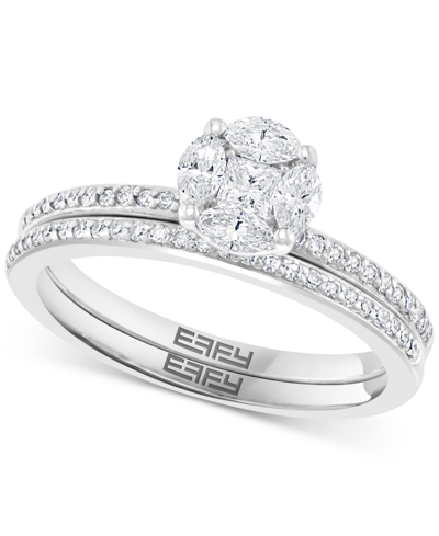 Shop Effy Collection Effy Diamond Cluster Bridal Set (1/2 Ct. T.w.) In 14k White Gold