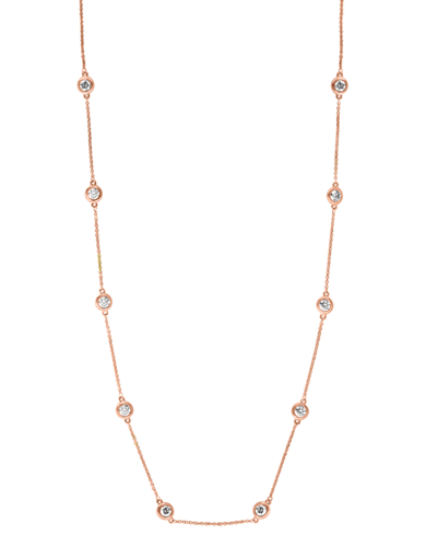 Shop Effy Collection Effy Diamond Bezel Station 20" Statement Necklace (2 Ct. T.w.) In 14k Rose Gold