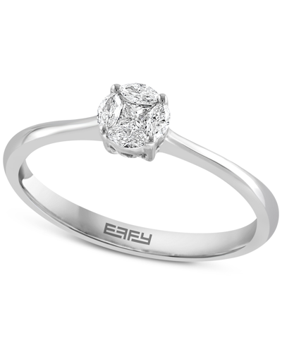 Shop Effy Collection Effy Diamond Ring (1/6 Ct. T.w.) In 18k White Gold In Silver