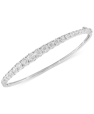 Shop Effy Collection Effy Diamond Graduated Bangle Bracelet (1-1/2 Ct. T.w.) In 14k White Gold