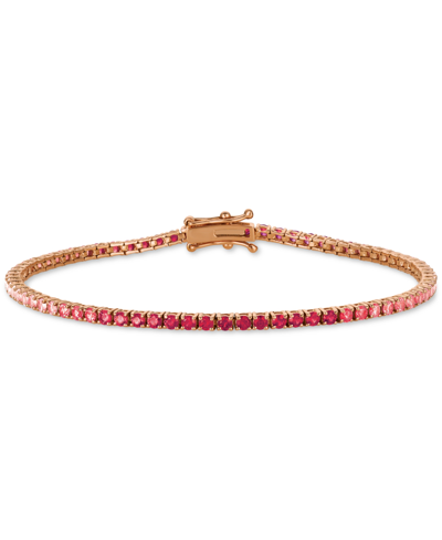 Shop Le Vian Strawberry Layer Cake Ruby (7/8 Ct. T.w.) & Pink Sapphire (2 Ct. T.w.) Link Bracelet In 14k Rose Gol In Multi