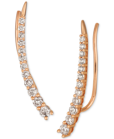 Shop Le Vian Strawberry & Nude Diamond Climber Earrings (5/8 Ct. T.w.) In 14k Rose Gold