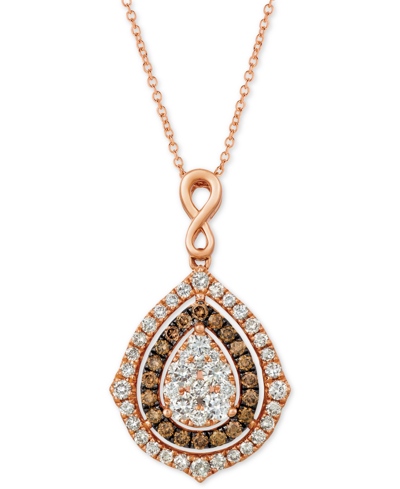 Shop Le Vian Nude Diamonds & Chocolate Diamonds Fancy 18" Pendant Necklace (1-5/8 Ct. T.w.) In 14k Rose, Yellow O In Gold