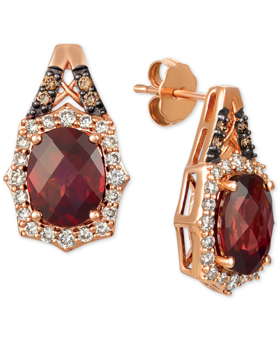 Shop Le Vian Rhodolite Garnet (4 Ct. T.w.) & Diamond (5/8 Ct. T.w.) Stud Earrings In 14k Rose Gold