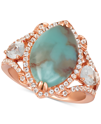 Shop Le Vian Sky Aquaprase (15 X 10mm) & White Topaz (1-1/6 Ct. T.w.) Statement Ring In 14k Rose Gold, Created Fo