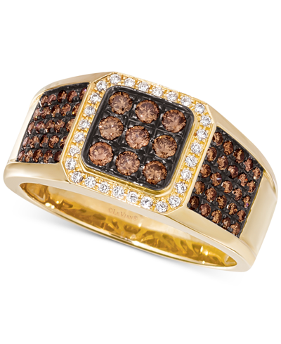 Shop Le Vian Chocolatier Men's Diamond Cluster Ring (7/8 Ct. T.w.) In 14k Gold In Brown