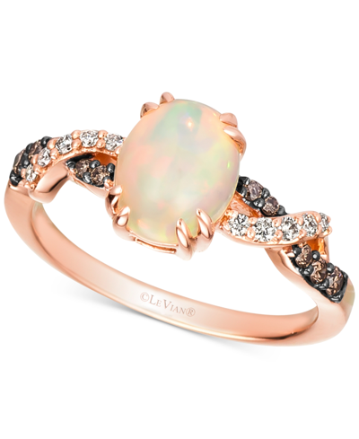 Shop Le Vian Neopolitan Opal (1 Ct. T.w.) & Diamond (1/6 Ct. T.w.) Twist Ring In 14k Rose Gold In Brown