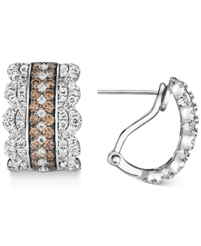 Shop Le Vian Nude Diamond (1 Ct. T.w.) & Chocolate Diamond (1 Ct. T.w.) Hoop Earrings In 14k White Gold