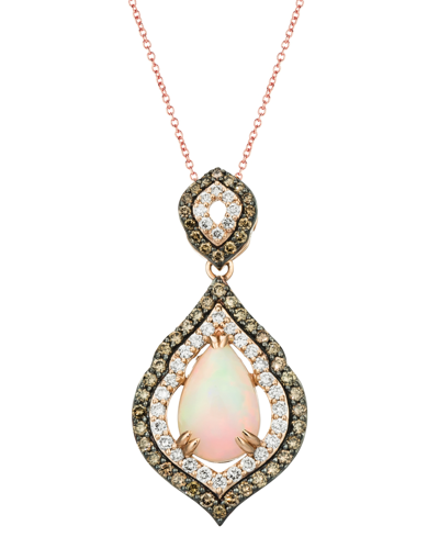 Shop Le Vian Neopolitan Opal (1-1/2 Ct. T.w.) & Diamond (1 Ct. T.w.) Pendant Necklace In 14k Rose Gold