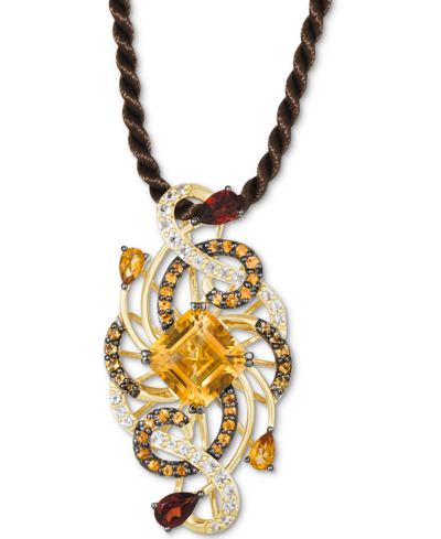 Shop Le Vian Crazy Collection Multi-gemstone Braided Silk Cord 18" Pendant Necklace In 14k Gold In Orange