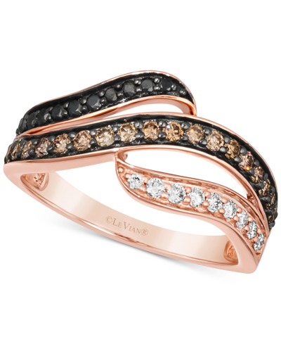Shop Le Vian Multicolor Diamond Swirl Ring (1/2 Ct. T.w.) In 14k Rose Gold