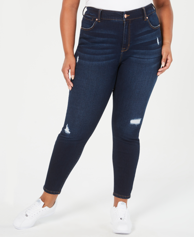 Shop Celebrity Pink Trendy Plus Size High Rise Ripped Skinny Jean In Blue
