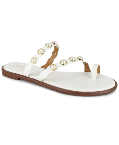 Shop Kensie Women's Maltese Flat Sandals Women's Shoes In Tan/beige