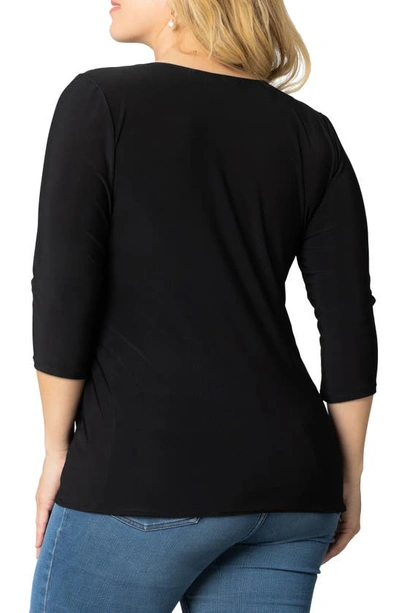 Kiyonna Femme Fatale Faux Wrap Top In Black