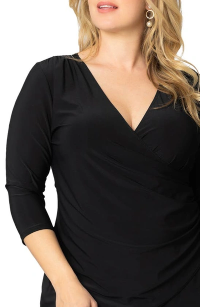 Kiyonna Femme Fatale Faux Wrap Top In Black