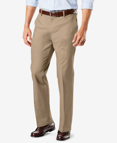 Shop Dockers Men's Signature Lux Cotton Straight Fit Creased Stretch Khaki Pants In Tan/beige