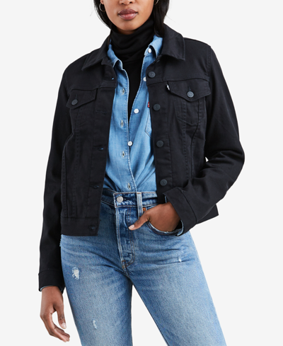Shop Levi's Women's Original Denim Trucker Jacket In Black