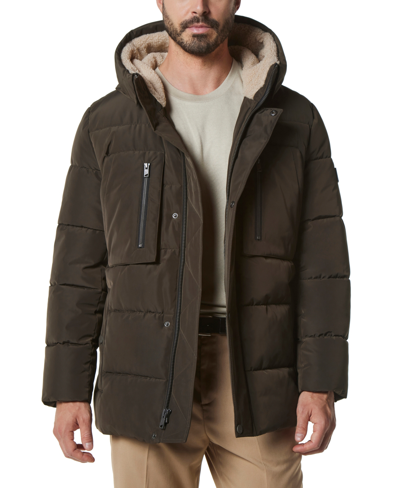 Shop Marc New York Men's Yarmouth Micro Sheen Parka Jacket With Fleece-lined Hood In Brown