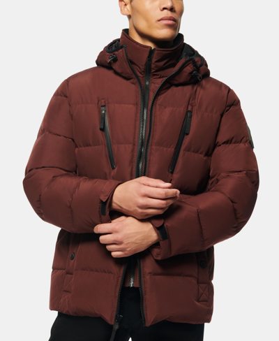 Shop Marc New York Montrose Men's Down Filled Mid Length Puffer Jacket In Red