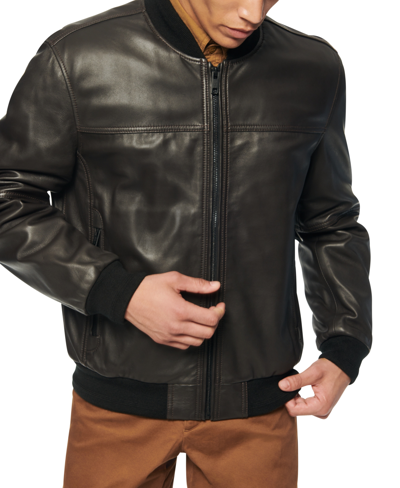 Shop Marc New York Men's Summit Leather Bomber Jacket In Brown